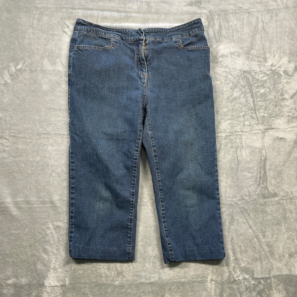 Petite Sophisticate Stretch Denim Cropped Pants Women Size 8 Blue